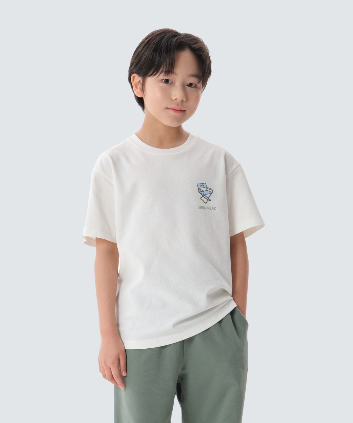 스노우피크 어패럴 키즈(SNOWPEAK APPAREL KIDS) 키즈 소로나 캠핑 반팔 티셔츠 (S25MKFTS93) Off White