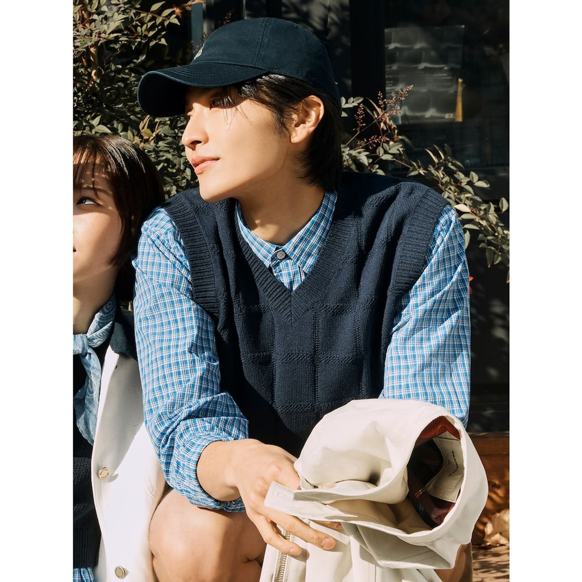 빈폴 멘(BEANPOLE MEN) 그리드 스몰 체크 셔츠  블루
