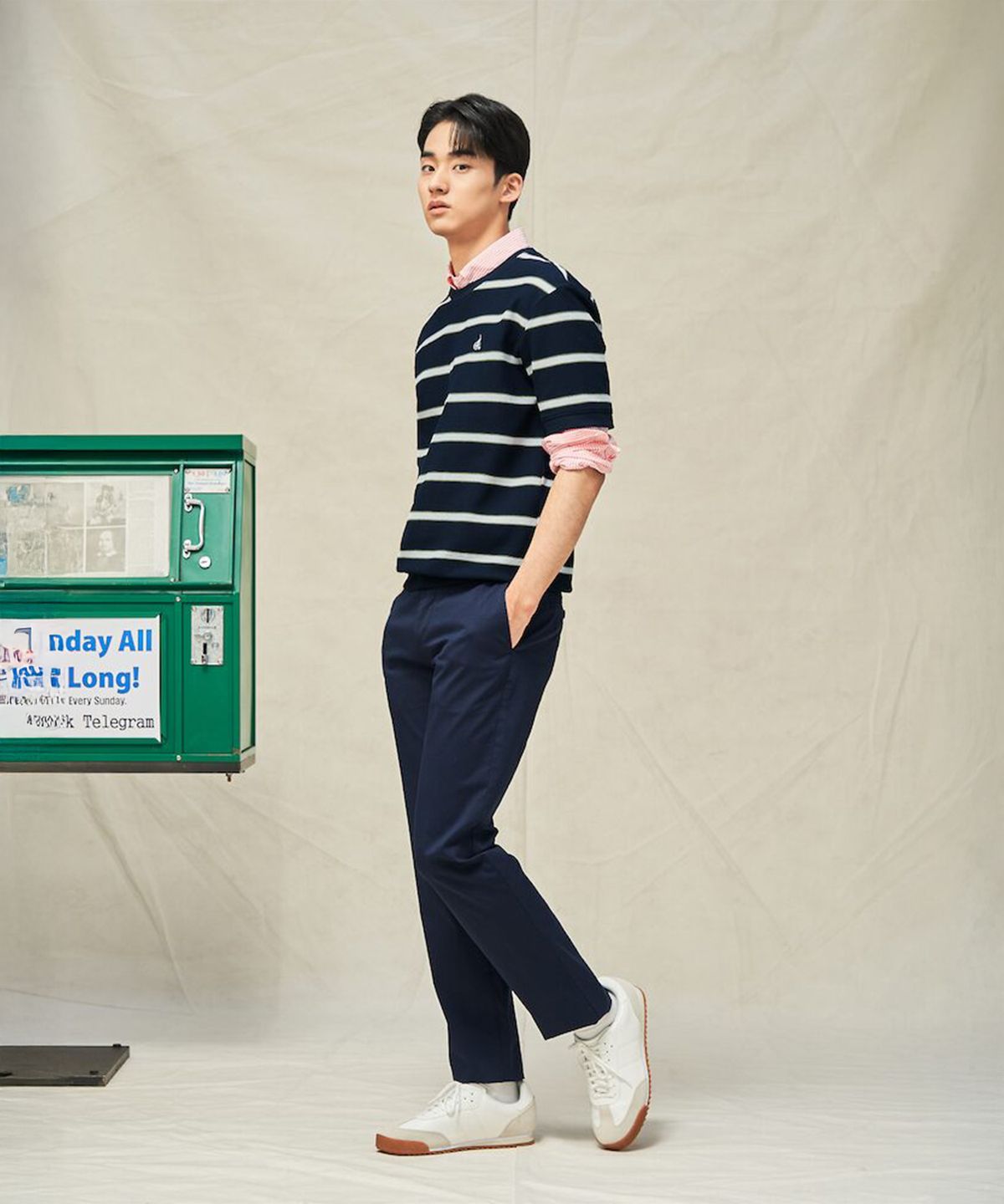 빈폴 멘(BEANPOLE MEN) 여름 치노 슬림 팬츠  네이비 (BC5321E02R)