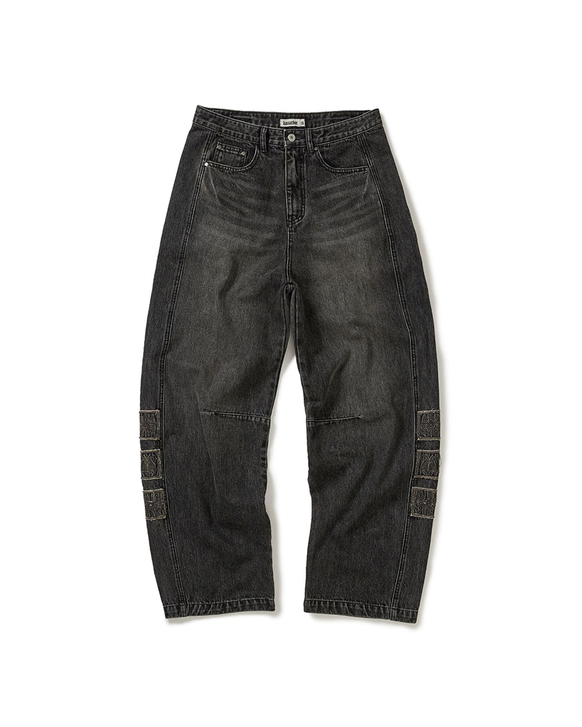 카락터(KARACTOR) Vintage emblem denim pants / Black