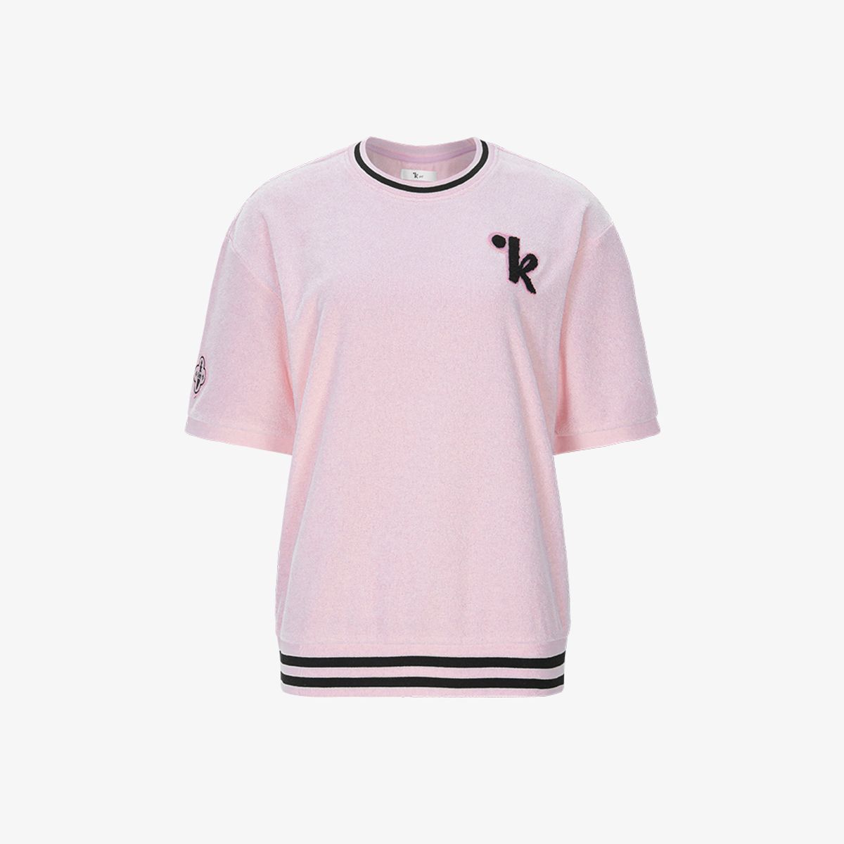 릭크(LIKK) 와펜장식 오버핏 티셔츠 (핑크)