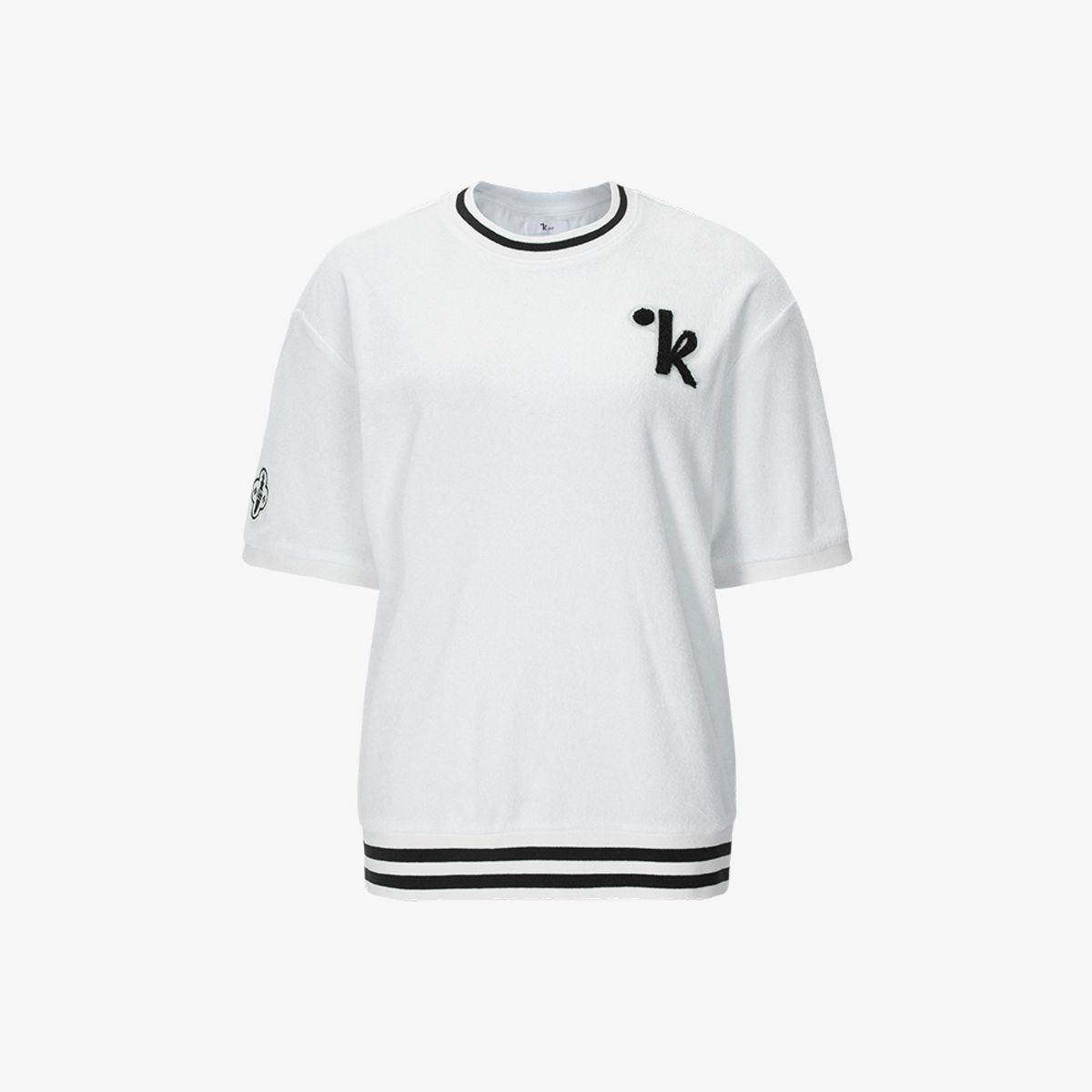 릭크(LIKK) 와펜장식 오버핏 티셔츠 (화이트)