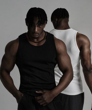 [2PACK] 심볼자수 골지 나시