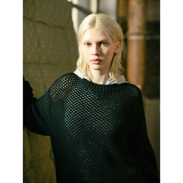 Net Crew Neck Sweater  Black
