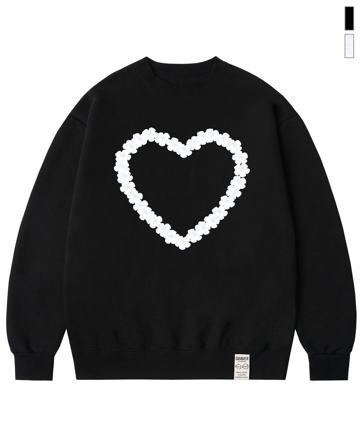 그레이버(GRAVER) [UNISEX]플라워 하트 맨투맨_2color