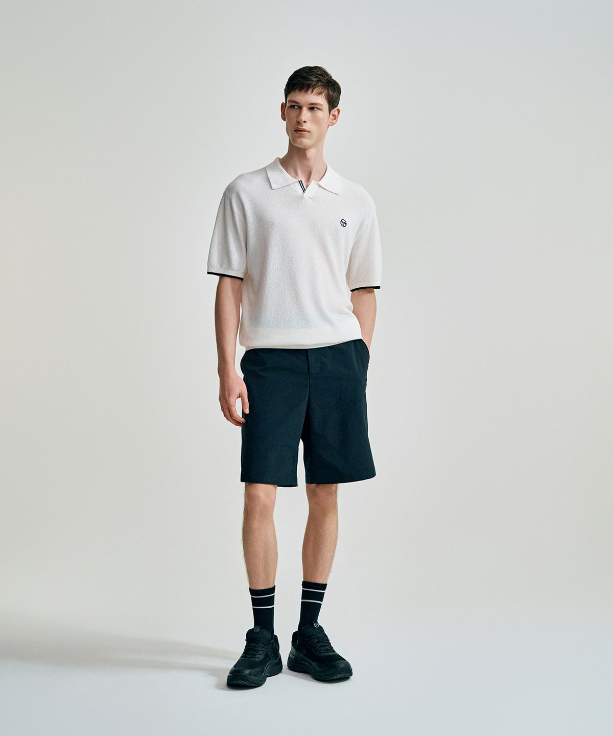 세르지오 타키니(SERGIO TACCHINI) M 코튼라이크 우븐 버뮤다 팬츠 (Black)