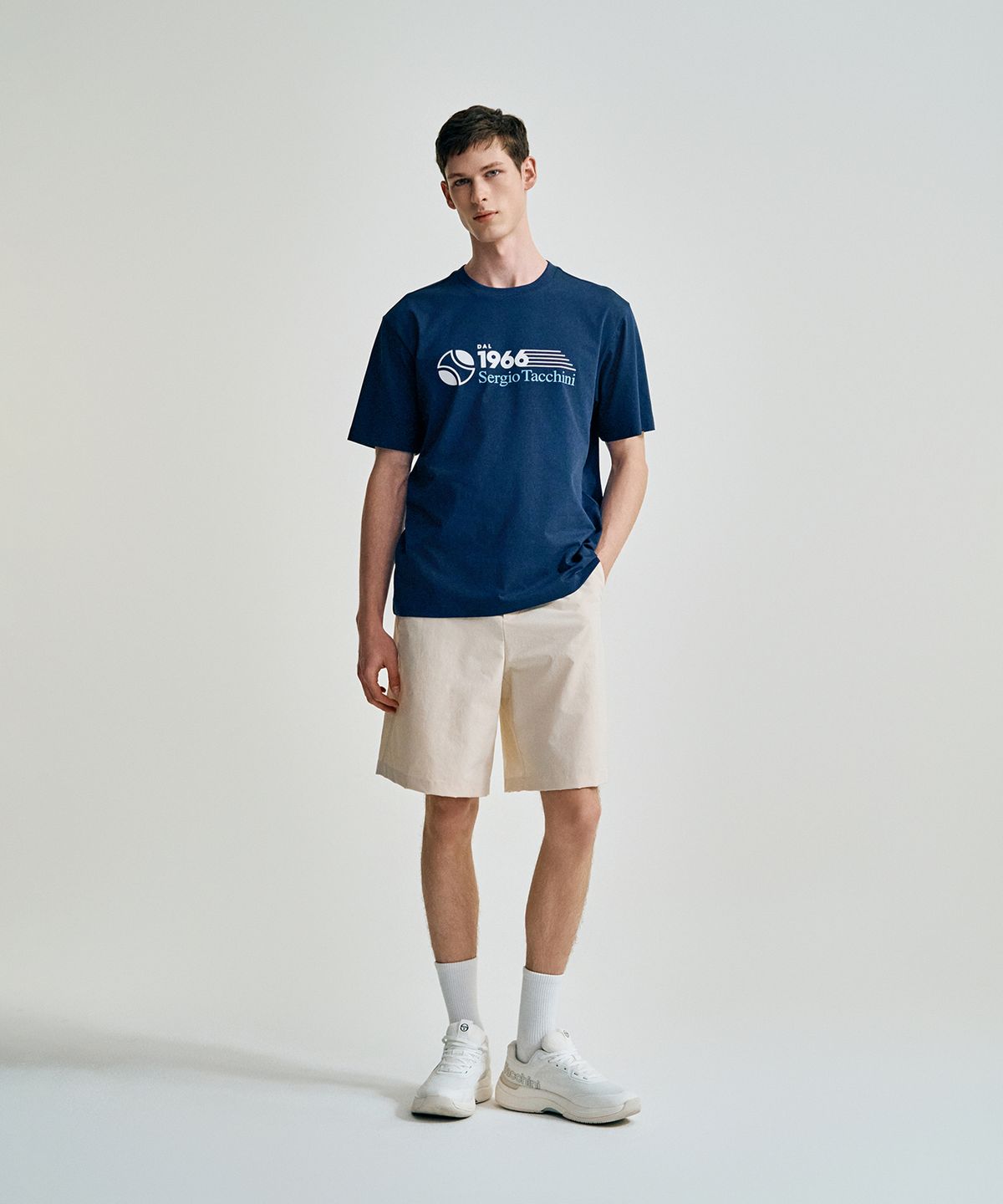세르지오 타키니(SERGIO TACCHINI) M 코튼라이크 우븐 버뮤다 팬츠 (Ivory)