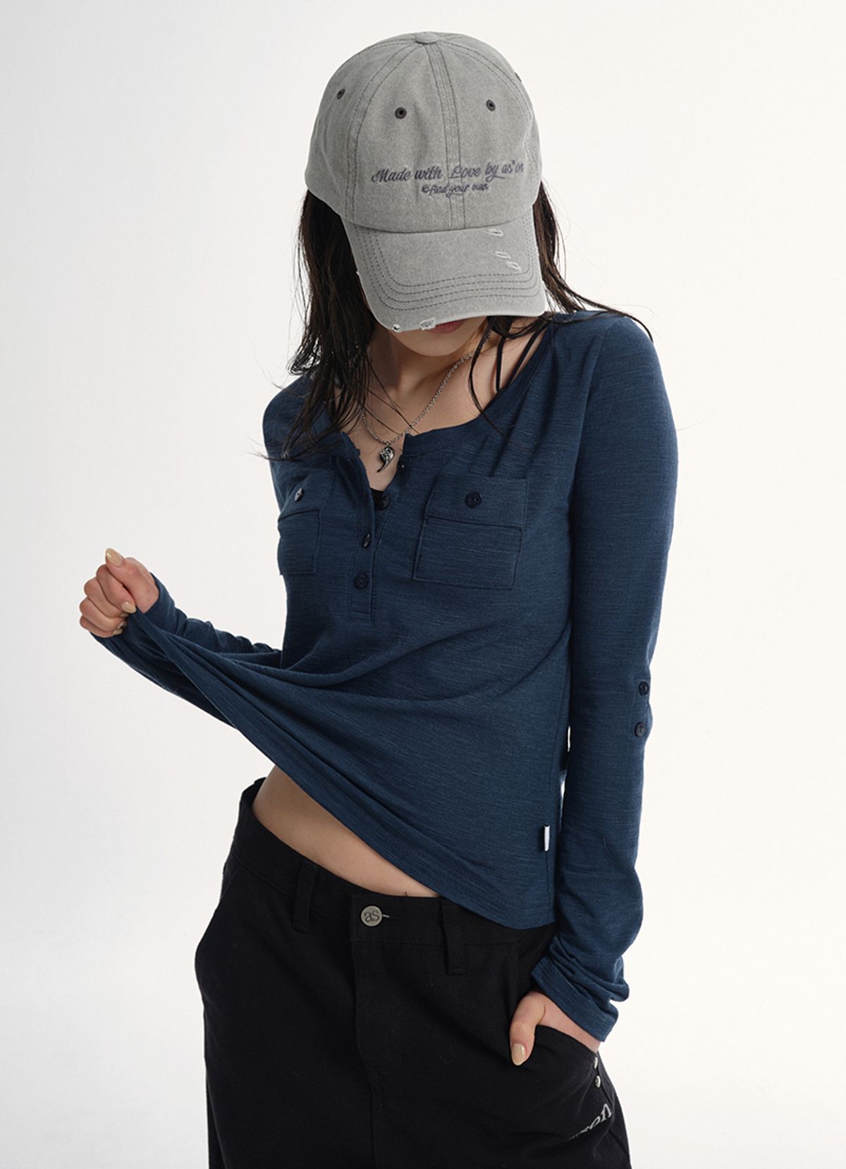애즈온(ASON) ATLANTA POCKET TEE / BLUE-GREEN