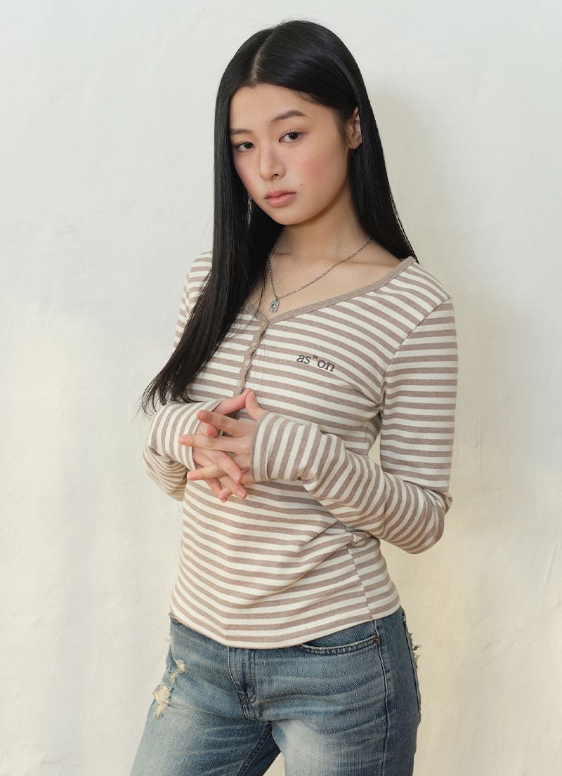ason ELLEN STRIPE TEE トップス MUSINSA公式 | ASON ELLEN STRIPE TEE / BEIGE