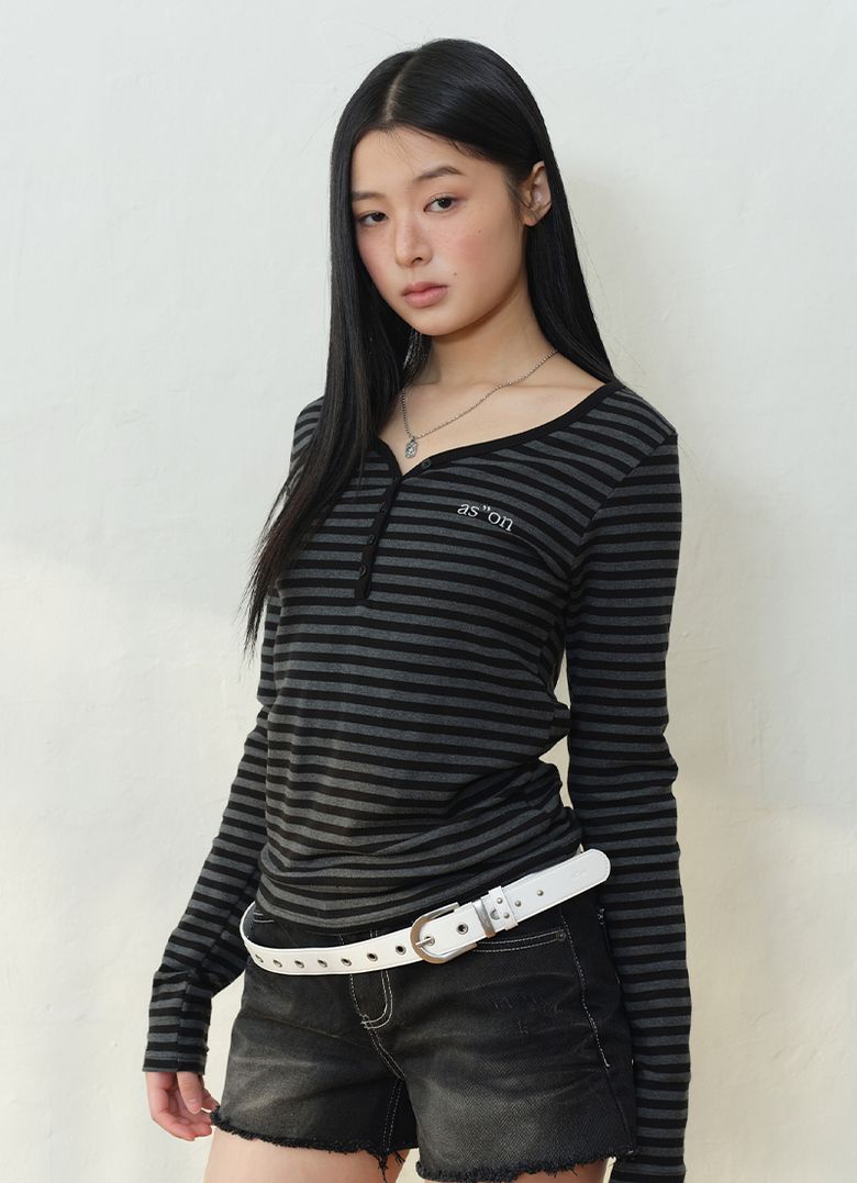 ELLEN STRIPE TEE / BLACK
