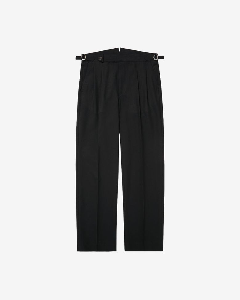 Summer Wool Seersucker Trousers (Black)
