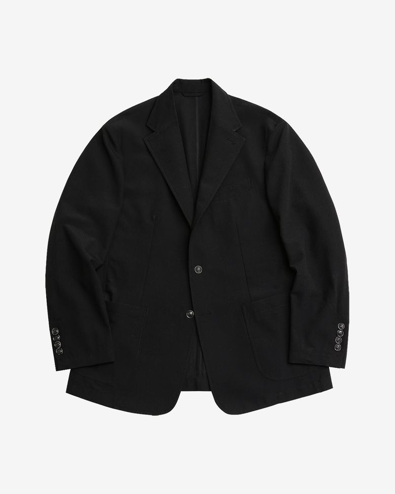 Summer Wool Seersucker Jacket (Black)