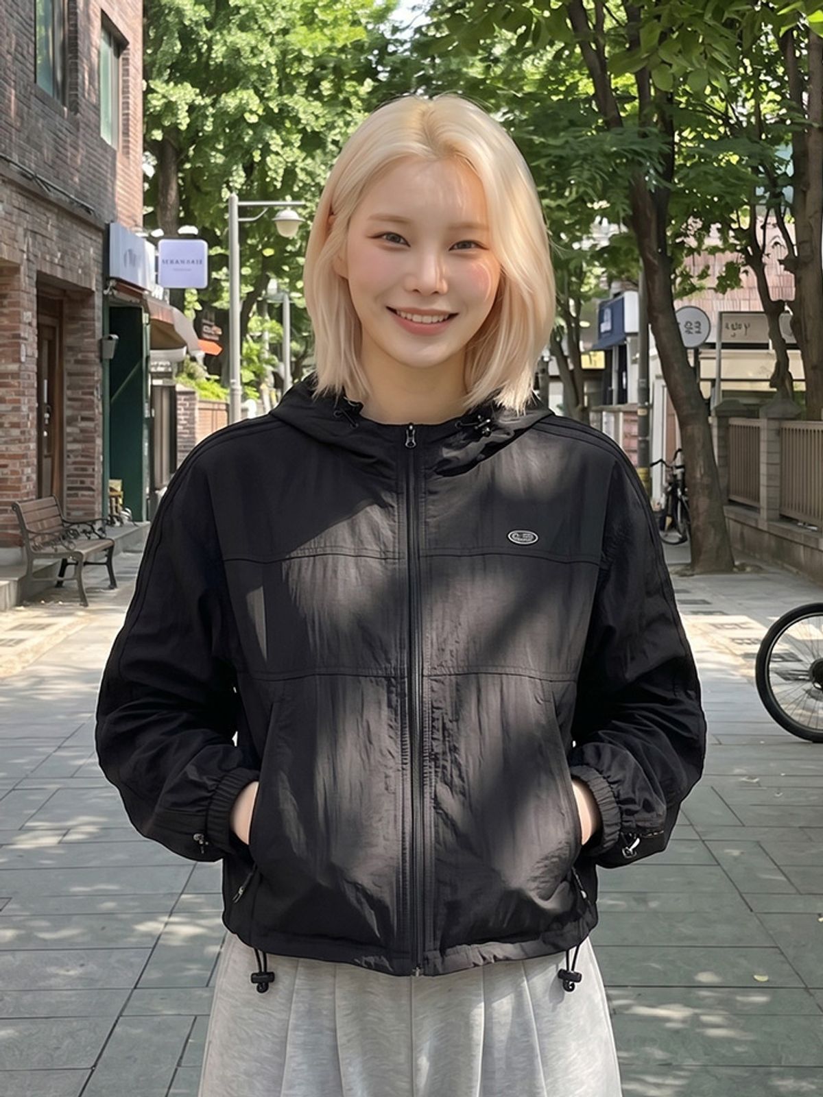 행텐(HANGTEN) 여성 후드 스트링 윈드브레이커_100(10520-110-402-41)