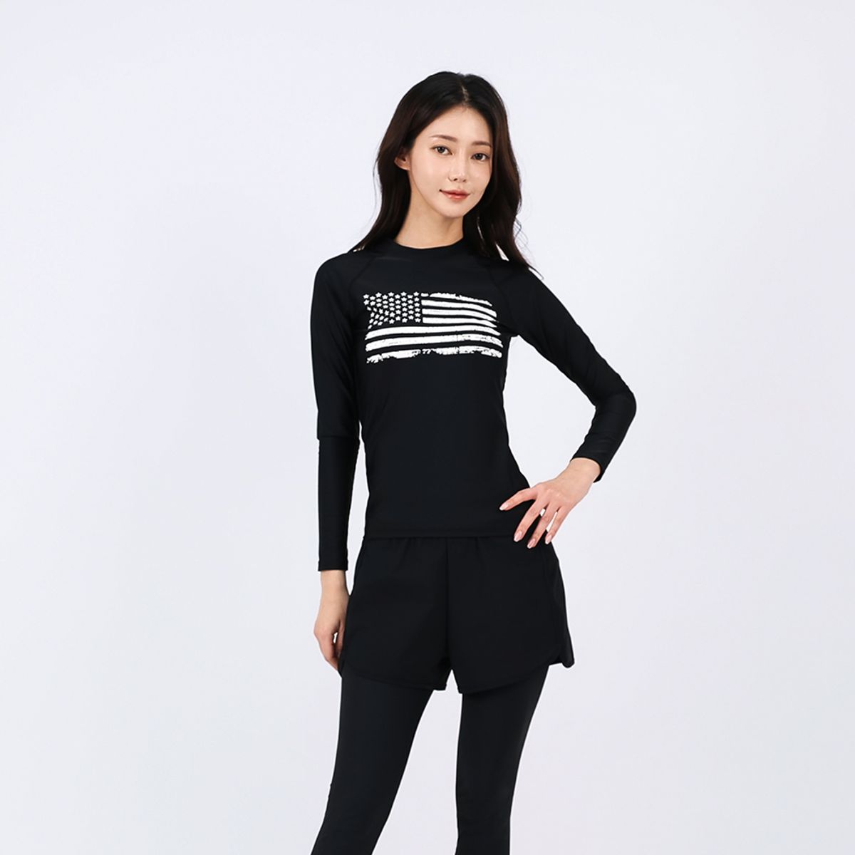 아쿠아티카(AQUATICA) 여성 래쉬가드 AQAWT401+WL 레깅스반바지세트