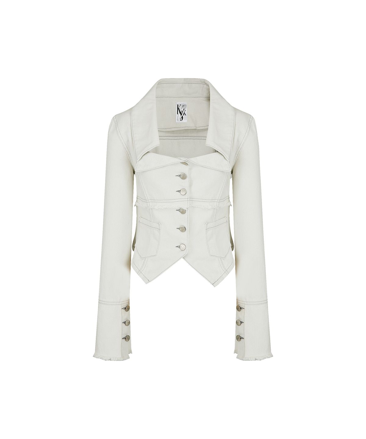 카시코(KASHIKO) Denim Square Neck Trucker Jacket Off White