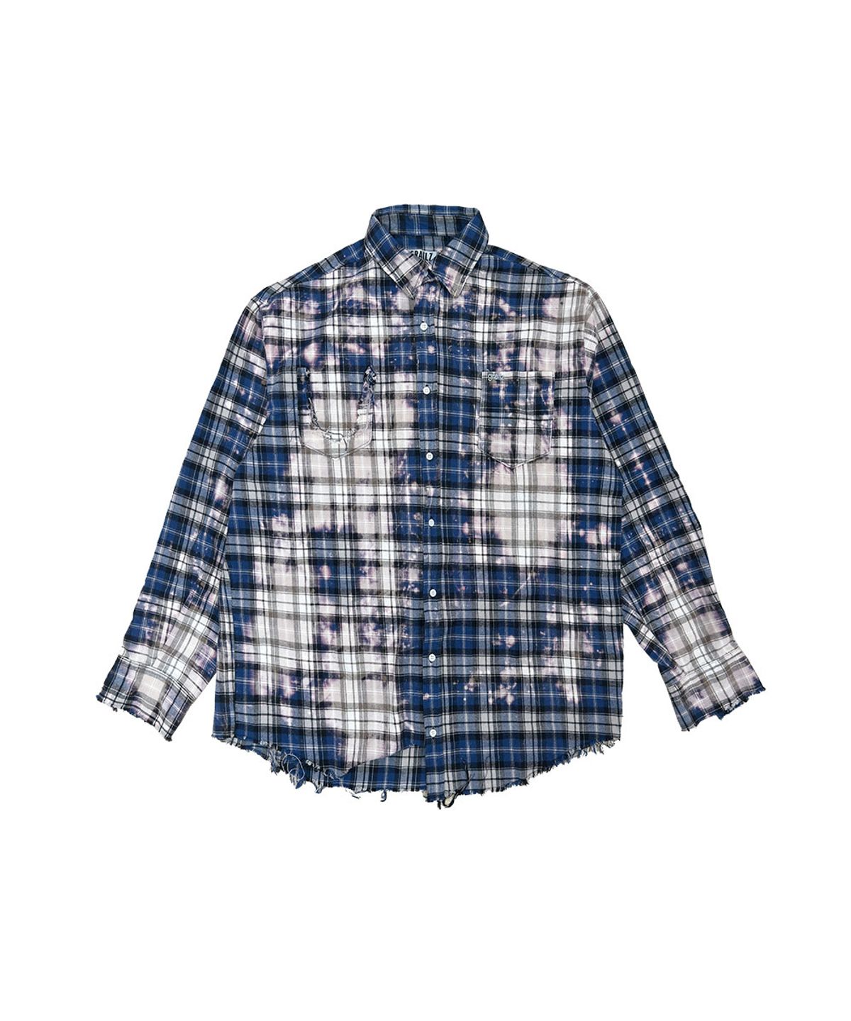 그레일즈(GRAILZ) BLEACHED PLAID SHIRTS [BLUE]