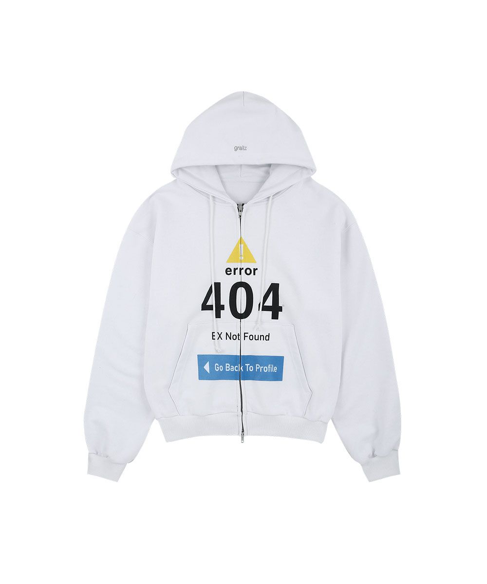 トップス prr grailz 404 notfound zip up hoodie MUSINSA | GRAILZ ERROR 404 ZIP HOODIE [WHITE]