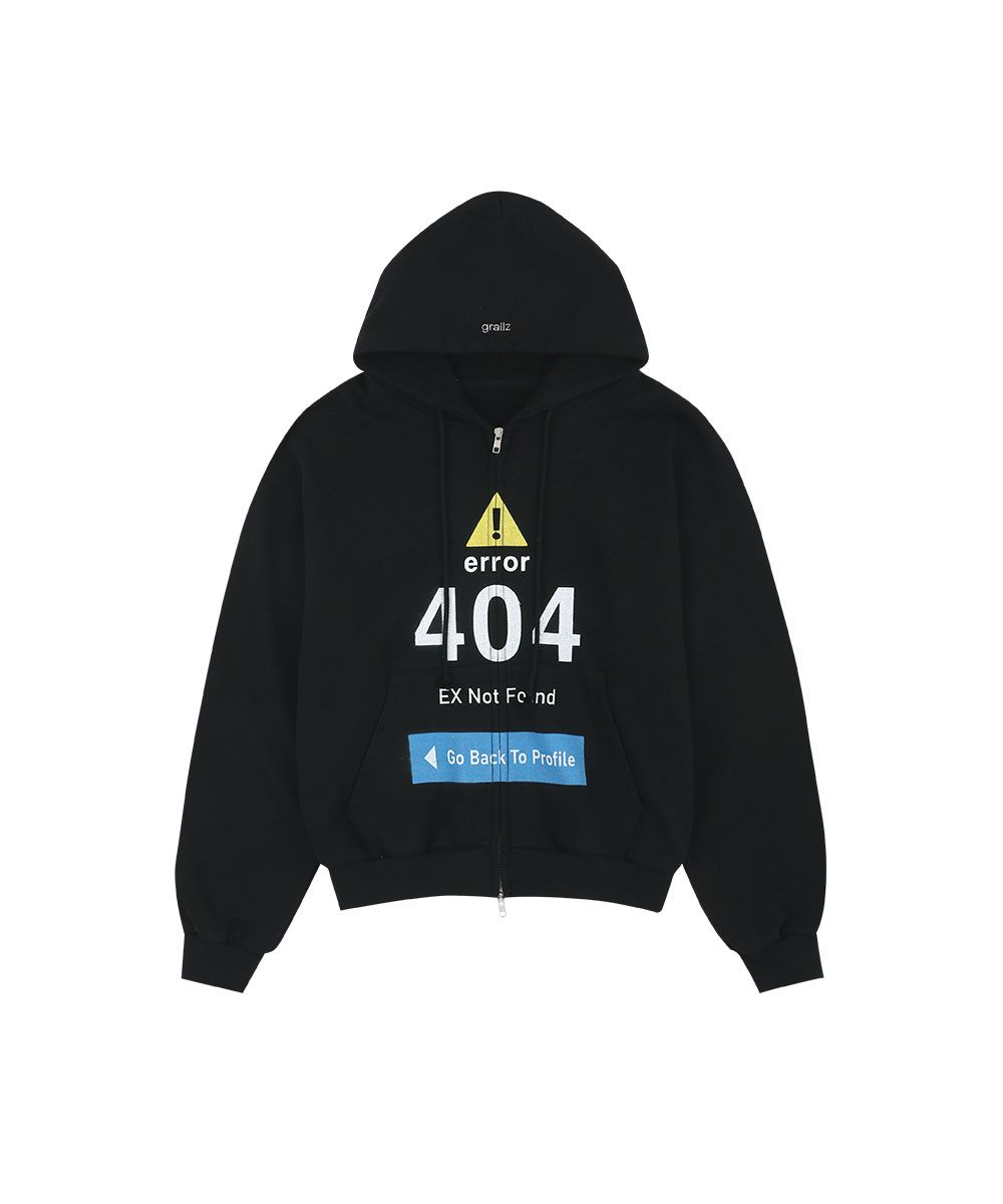 MUSINSA | GRAILZ ERROR 404 ZIP HOODIE [BLACK]