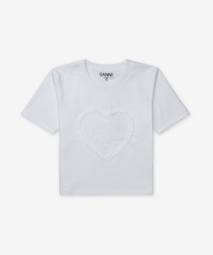 베이직 저지 하트 래글런 반소매 티셔츠 - 화이트 / T4150151