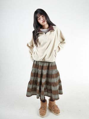 투웨이 버튼 셔링 스커트 2way Button Shirring Skirt (Brown)