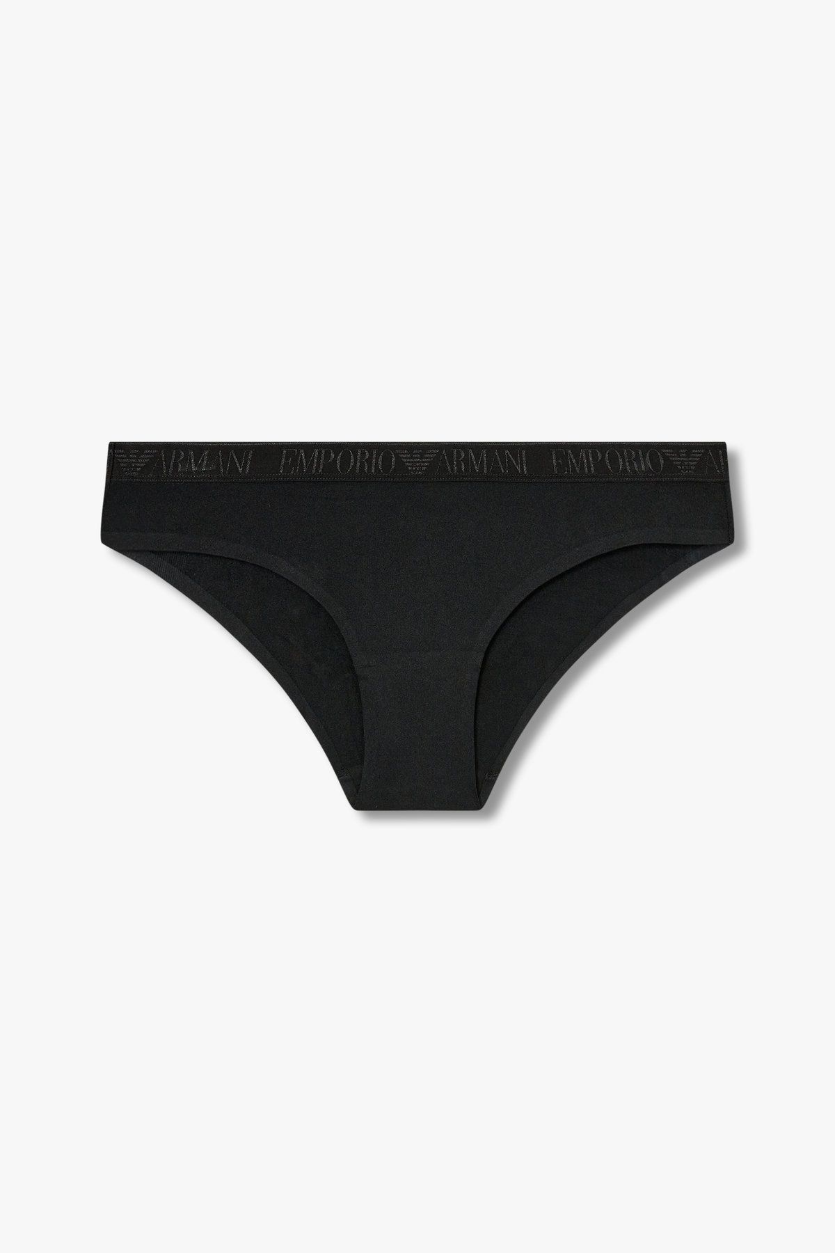 엠포리오 아르마니 언더웨어(EMPORIO ARMANI UNDERWEAR) 여성 자카드 밴딩 나일론 브리프_블랙 825111542