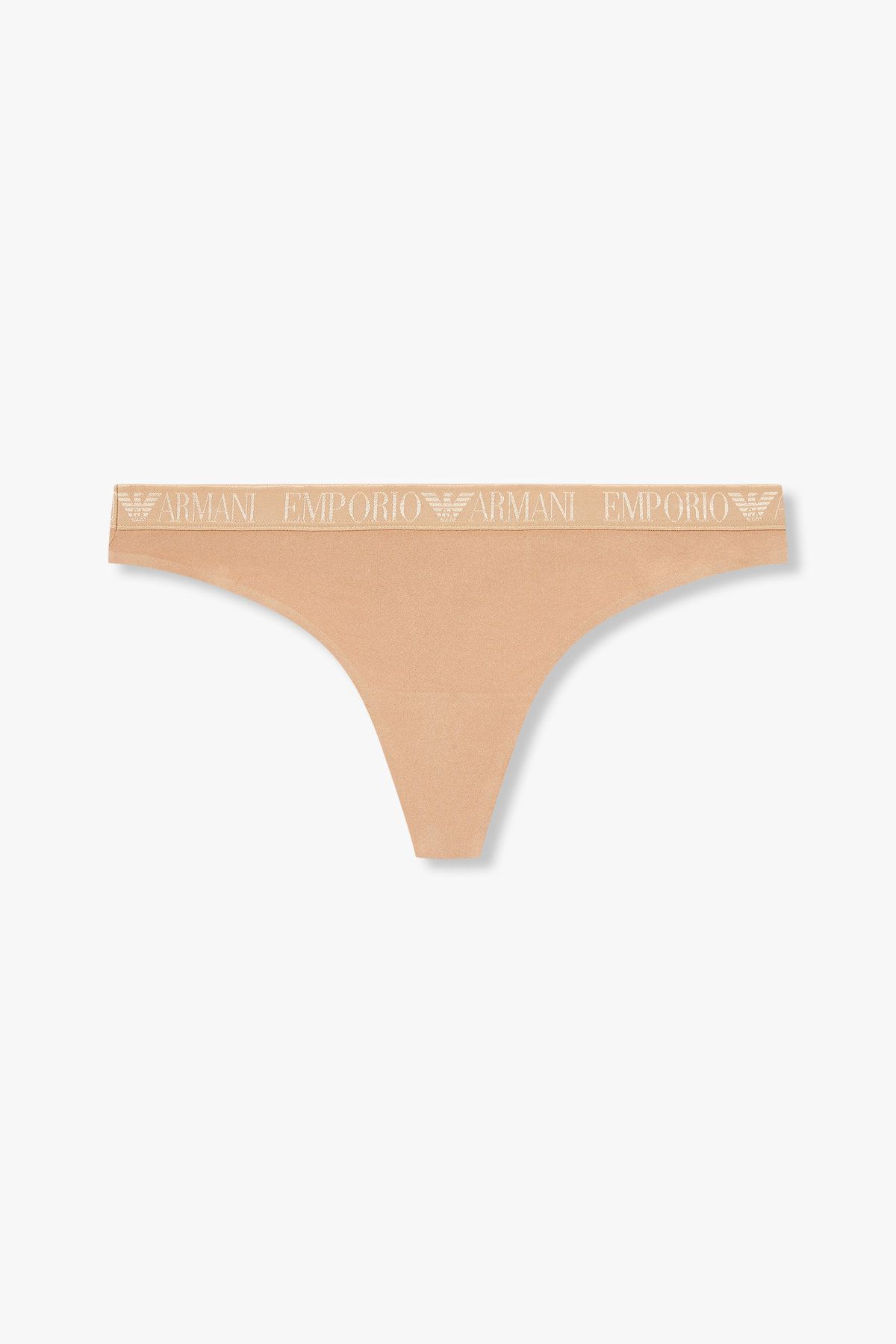 엠포리오 아르마니 언더웨어(EMPORIO ARMANI UNDERWEAR) 여성 자카드 밴딩 나일론 티팬티_라이트 브라운 825110540