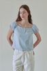 BUTTON UP PUFF BLOUSE (BLUE)