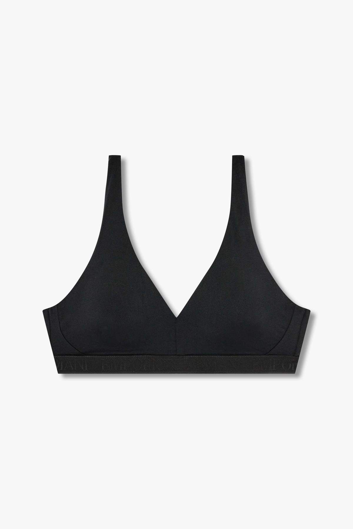 엠포리오 아르마니 언더웨어(EMPORIO ARMANI UNDERWEAR) 여성 자카드 밴딩 리무버블 패드 브라렛 브라_블랙 825181545