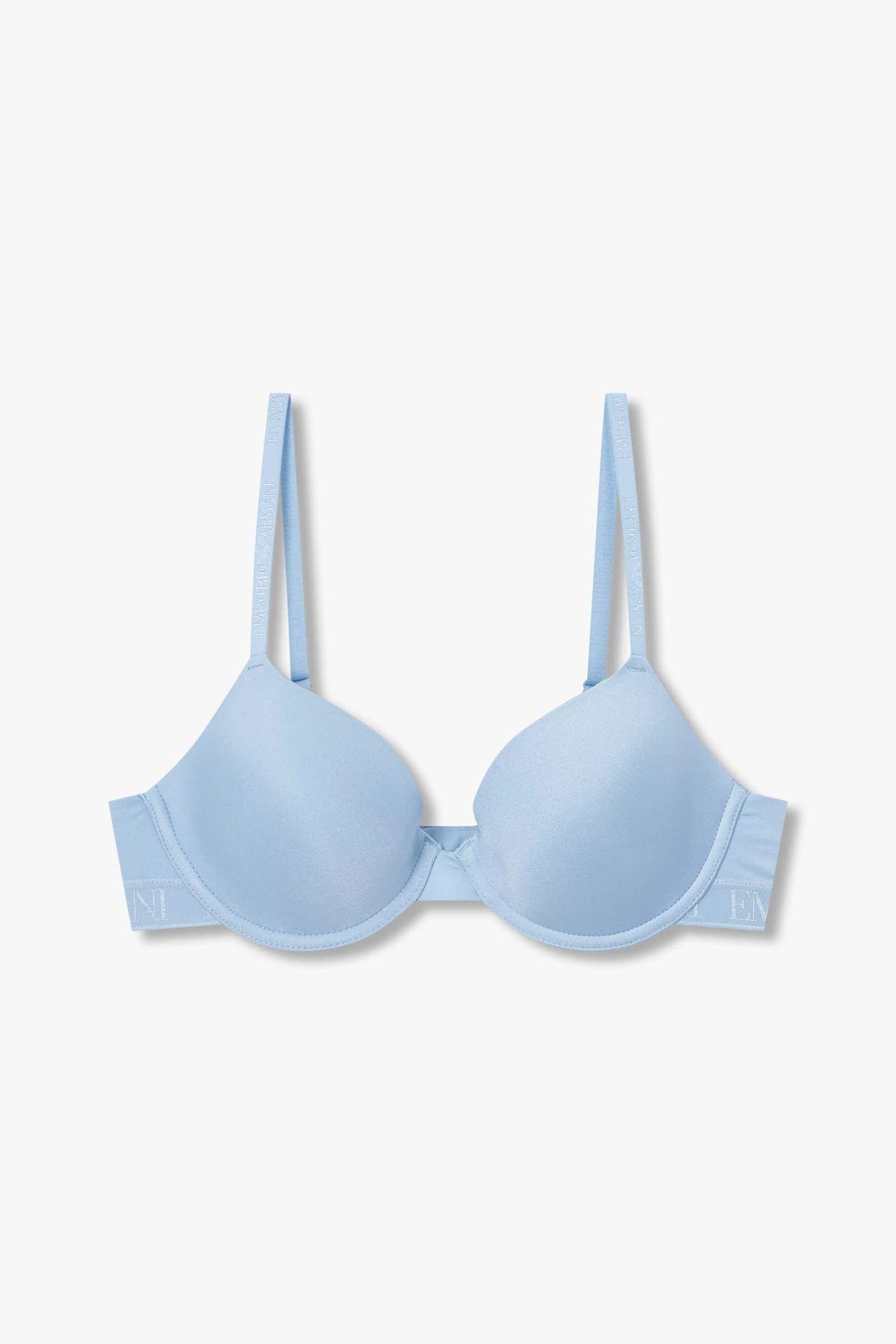 엠포리오 아르마니 언더웨어(EMPORIO ARMANI UNDERWEAR) 여성 자카드 밴딩 나일론 컨투어 브라_라이트 블루 825184541