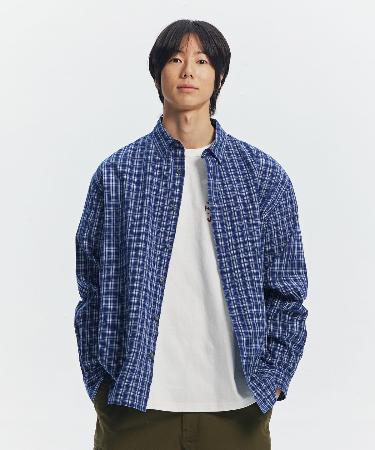 프리즘웍스(FRIZMWORKS) SEERSUCKER CHECKED SHIRT _ BLUE