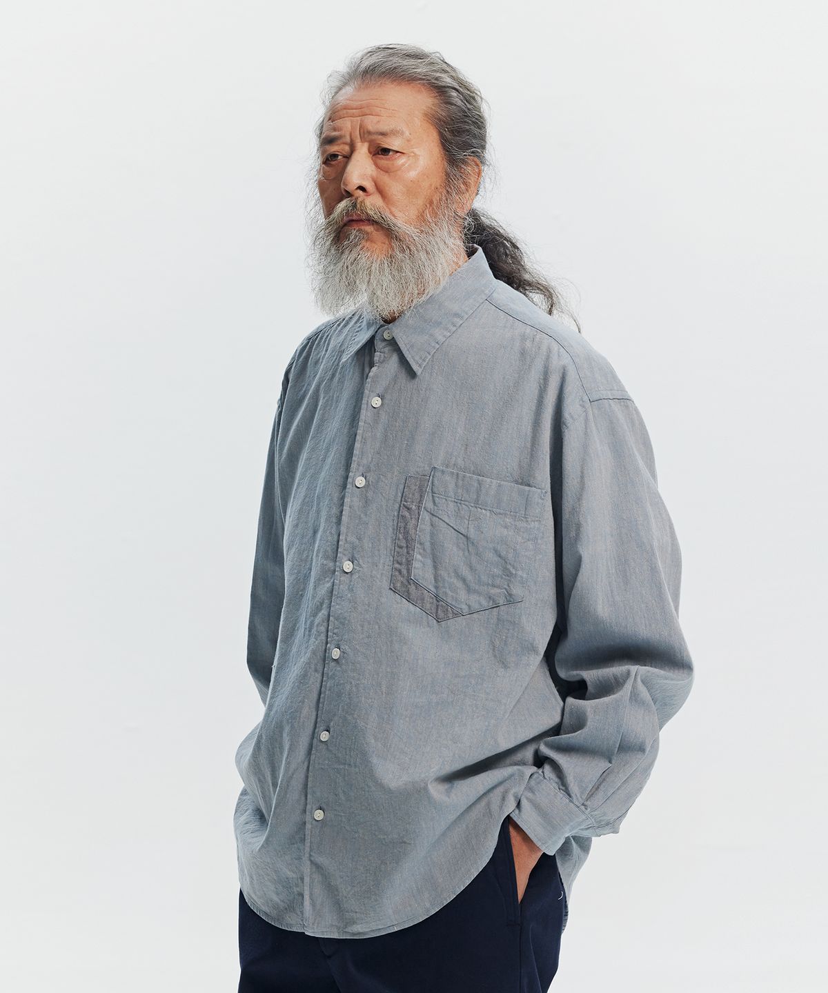 프리즘웍스(FRIZMWORKS) CLIPPING POCKET SHIRT _ BLUE
