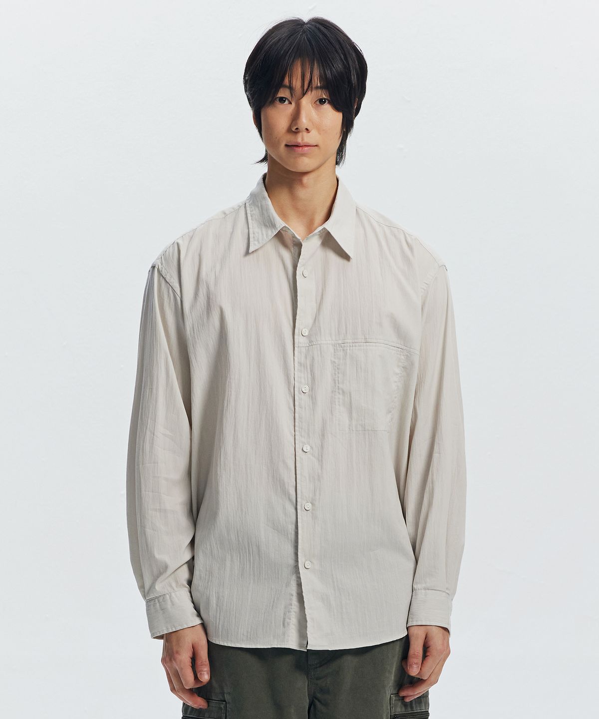 프리즘웍스(FRIZMWORKS) FEATHER CN RELAXED SHIRT 002 _ DOVE WHITE