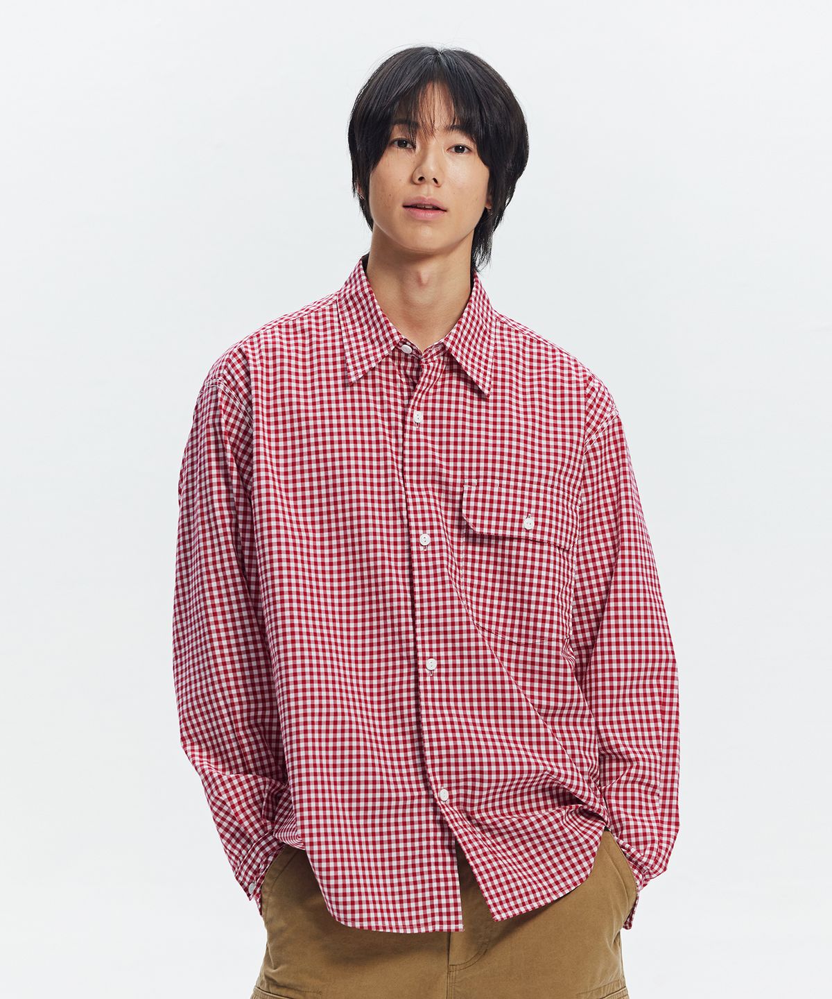 프리즘웍스(FRIZMWORKS) EASE GINGHAM CHECK SHIRT _ RED