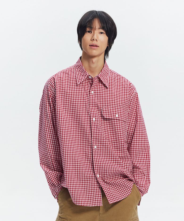EASE GINGHAM CHECK SHIRT _ RED
