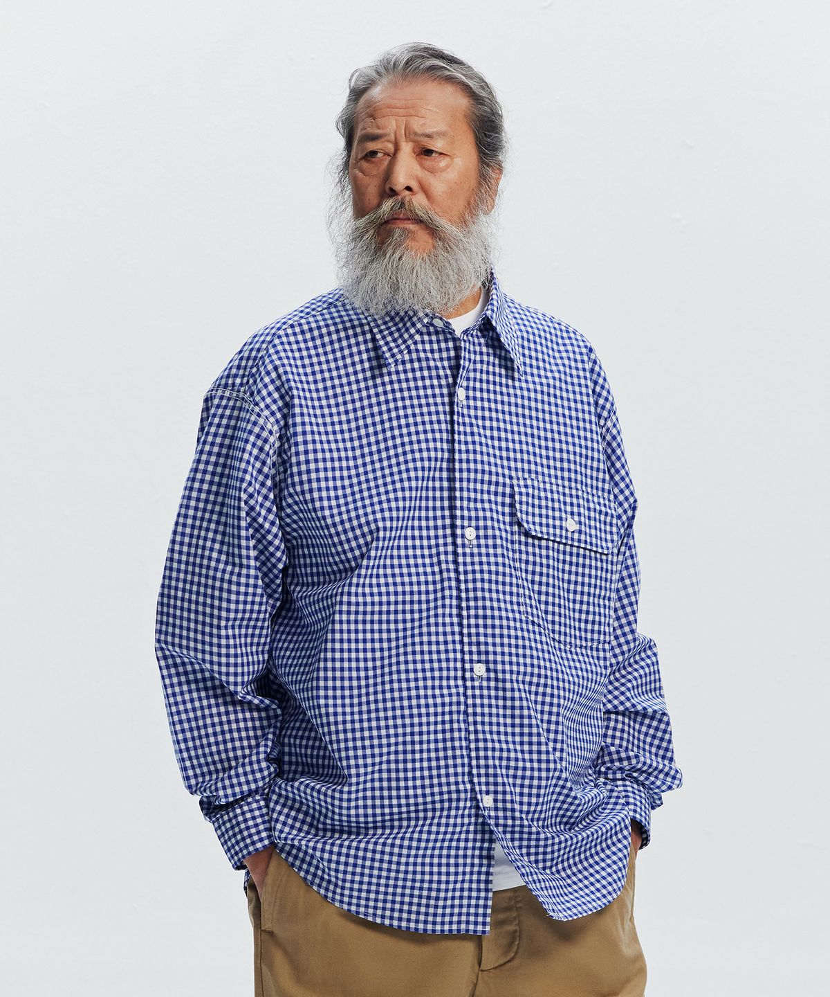 프리즘웍스(FRIZMWORKS) EASE GINGHAM CHECK SHIRT _ BLUE