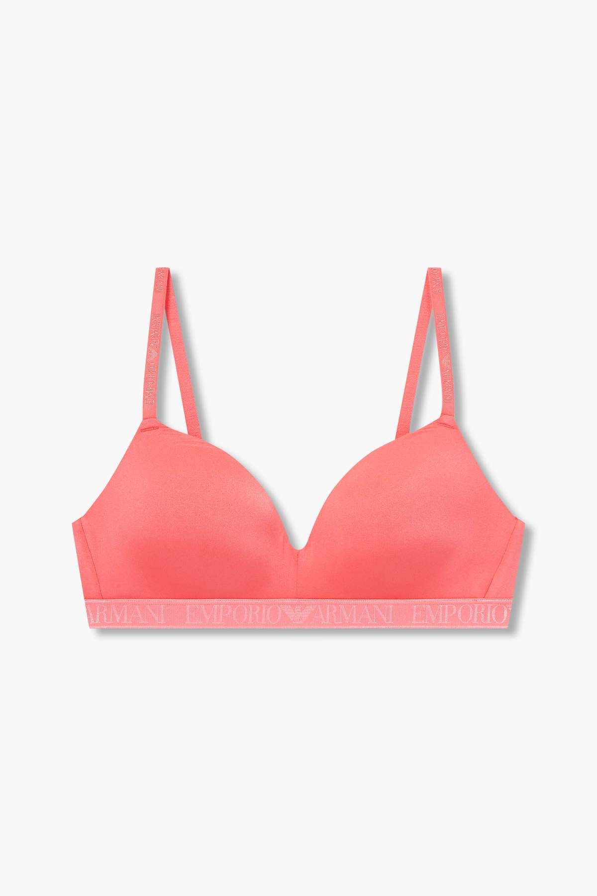 엠포리오 아르마니 언더웨어(EMPORIO ARMANI UNDERWEAR) 여성 자카드 밴딩 패디드 트라이앵글 브라_코랄 핑크 825181539