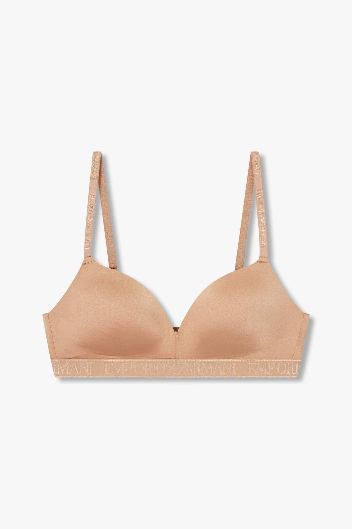 엠포리오 아르마니 언더웨어(EMPORIO ARMANI UNDERWEAR) 여성 자카드 밴딩 패디드 트라이앵글 브라_라이트 브라운 825181540
