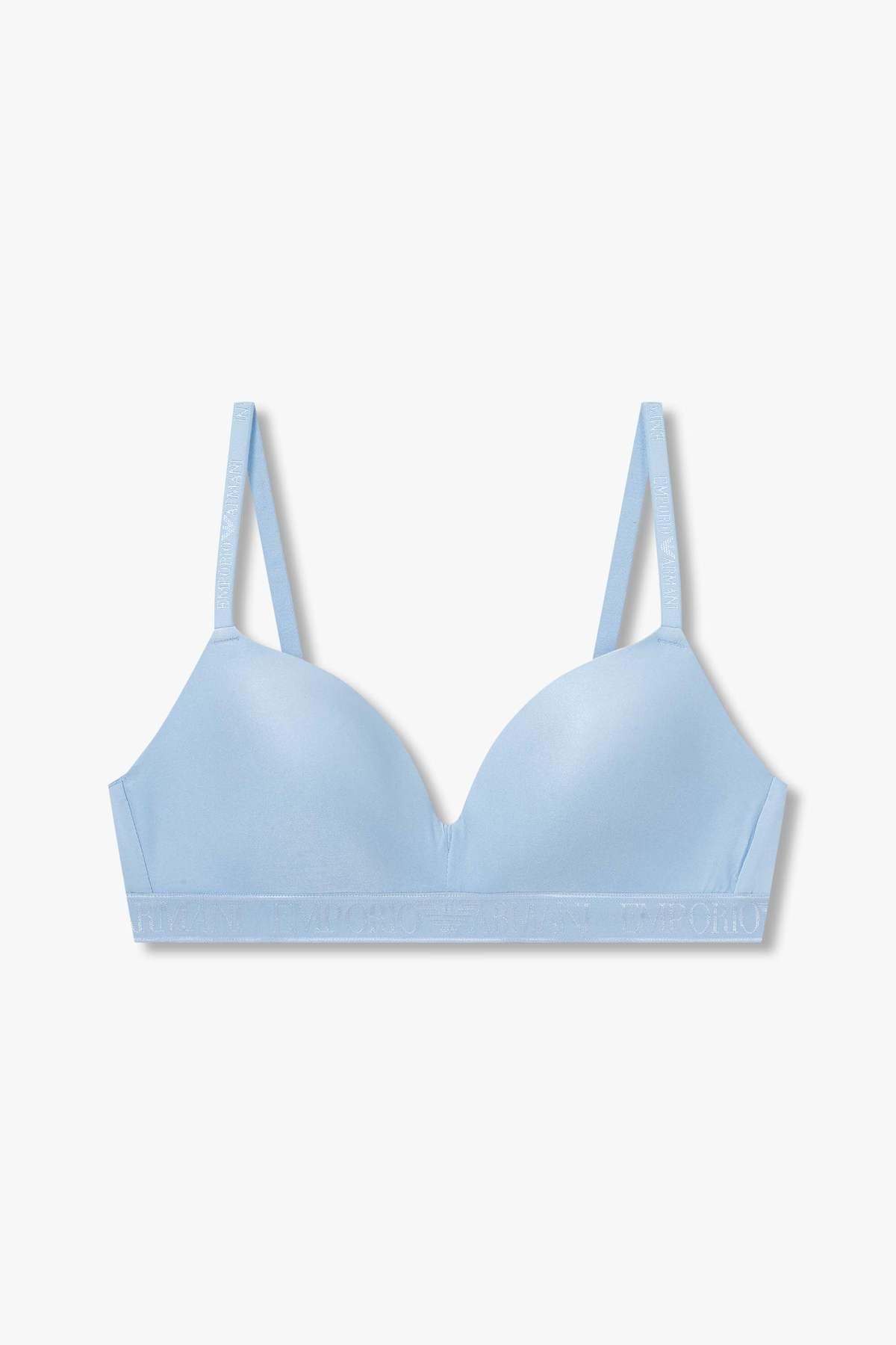 엠포리오 아르마니 언더웨어(EMPORIO ARMANI UNDERWEAR) 여성 자카드 밴딩 패디드 트라이앵글 브라_라이트 블루 825181541
