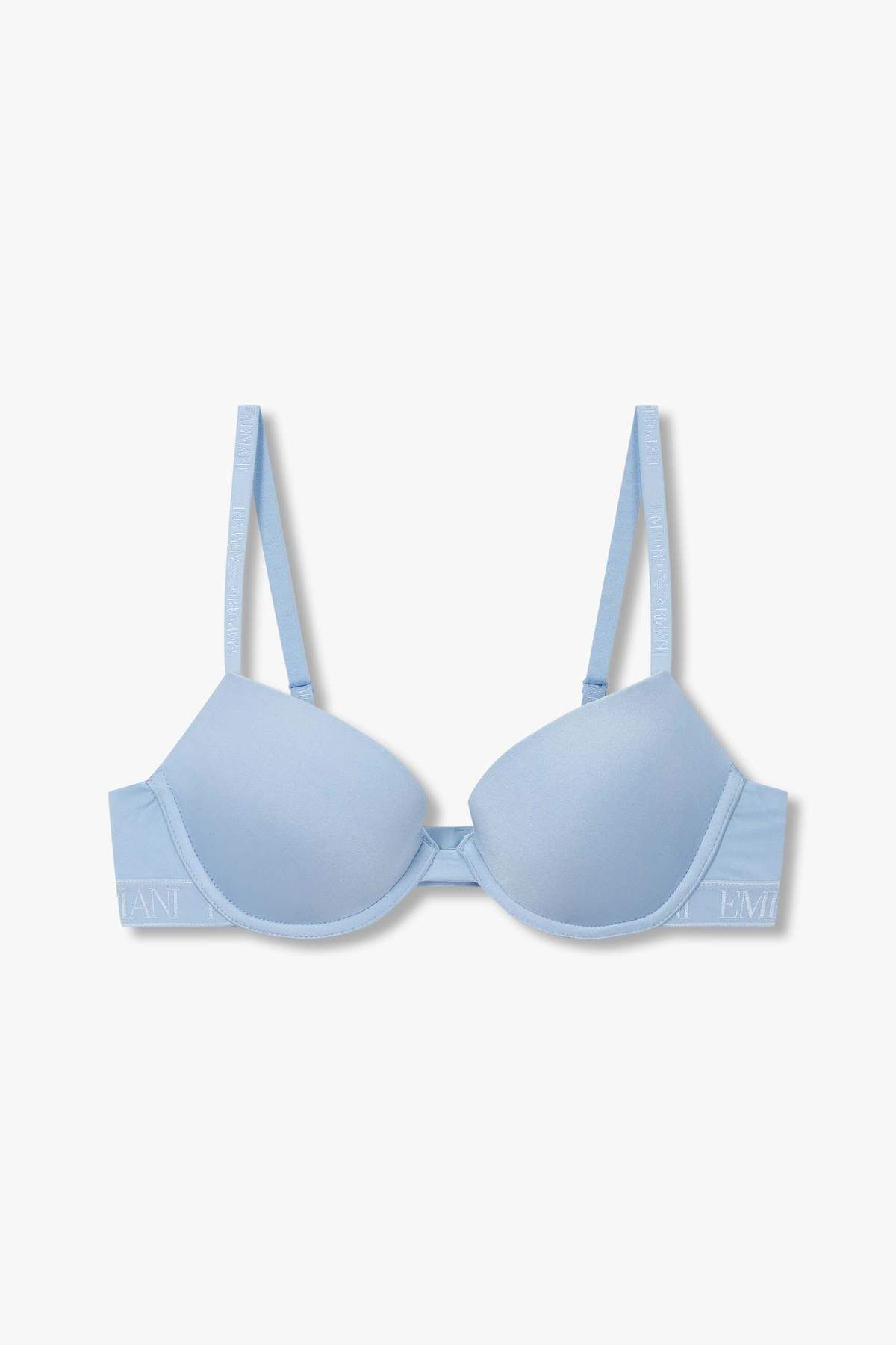 엠포리오 아르마니 언더웨어(EMPORIO ARMANI UNDERWEAR) 여성 자카드 밴딩 나일론 푸쉬업 브라_라이트 블루 825185541