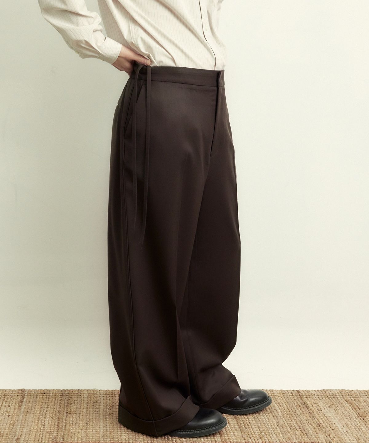 유스(YOUTH) String Wide Pants - Brown