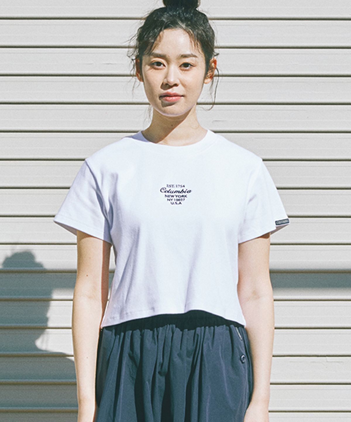 컬럼비아 유니버시티(COLUMBIA UNIVERSITY) CU BIG SCRIPT WOMEN CROP S/S T-SHIRTS 화이트