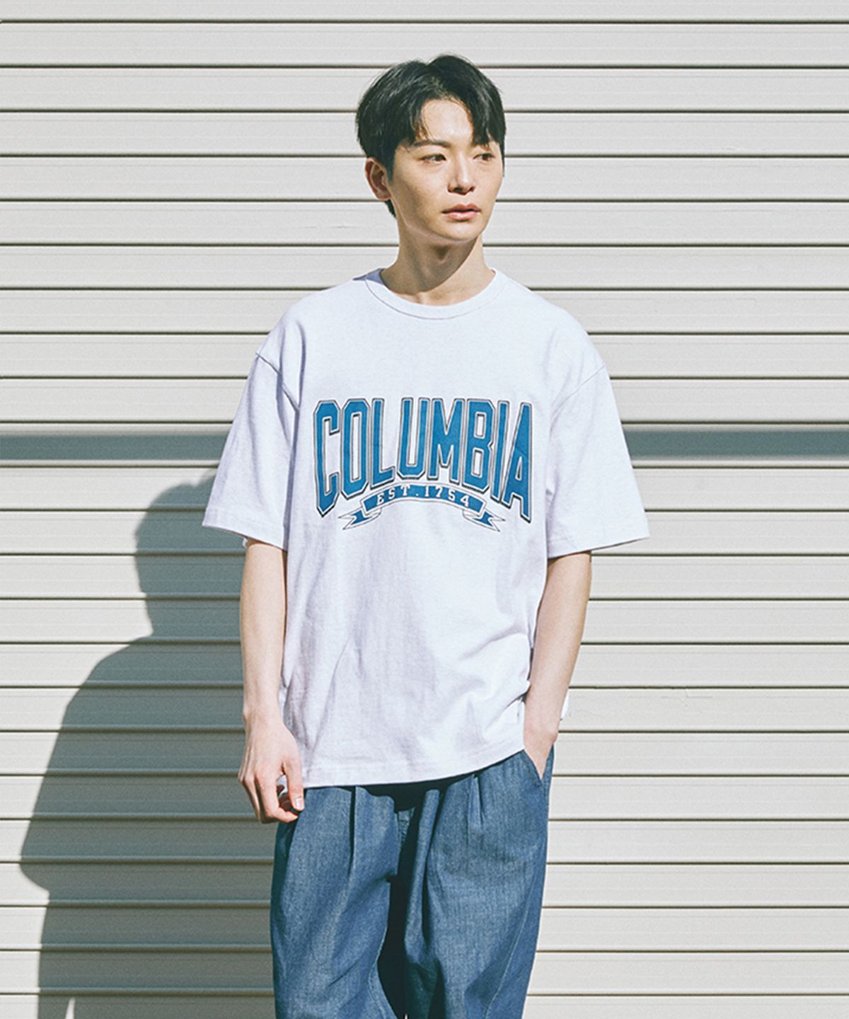 컬럼비아 유니버시티(COLUMBIA UNIVERSITY) CU 80S VINTAGE CRACK LOGO S/S T-SHIRTS 라이트멜란지