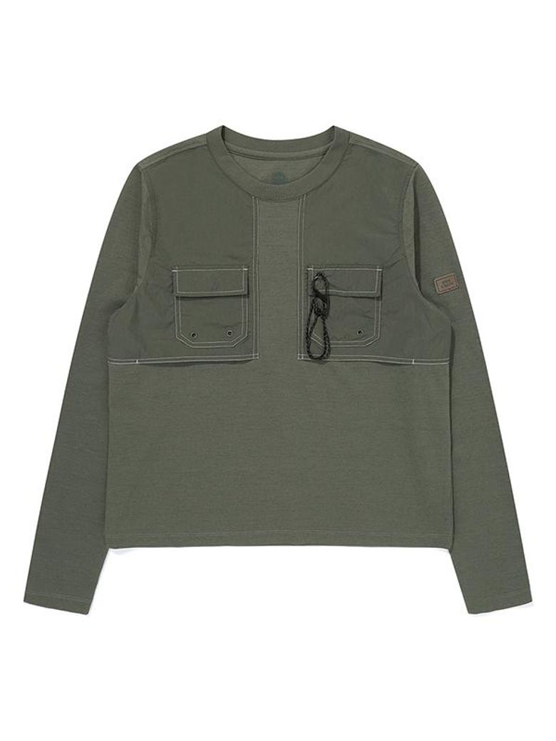 W 우븐패치 롱슬리브_Ash Khaki