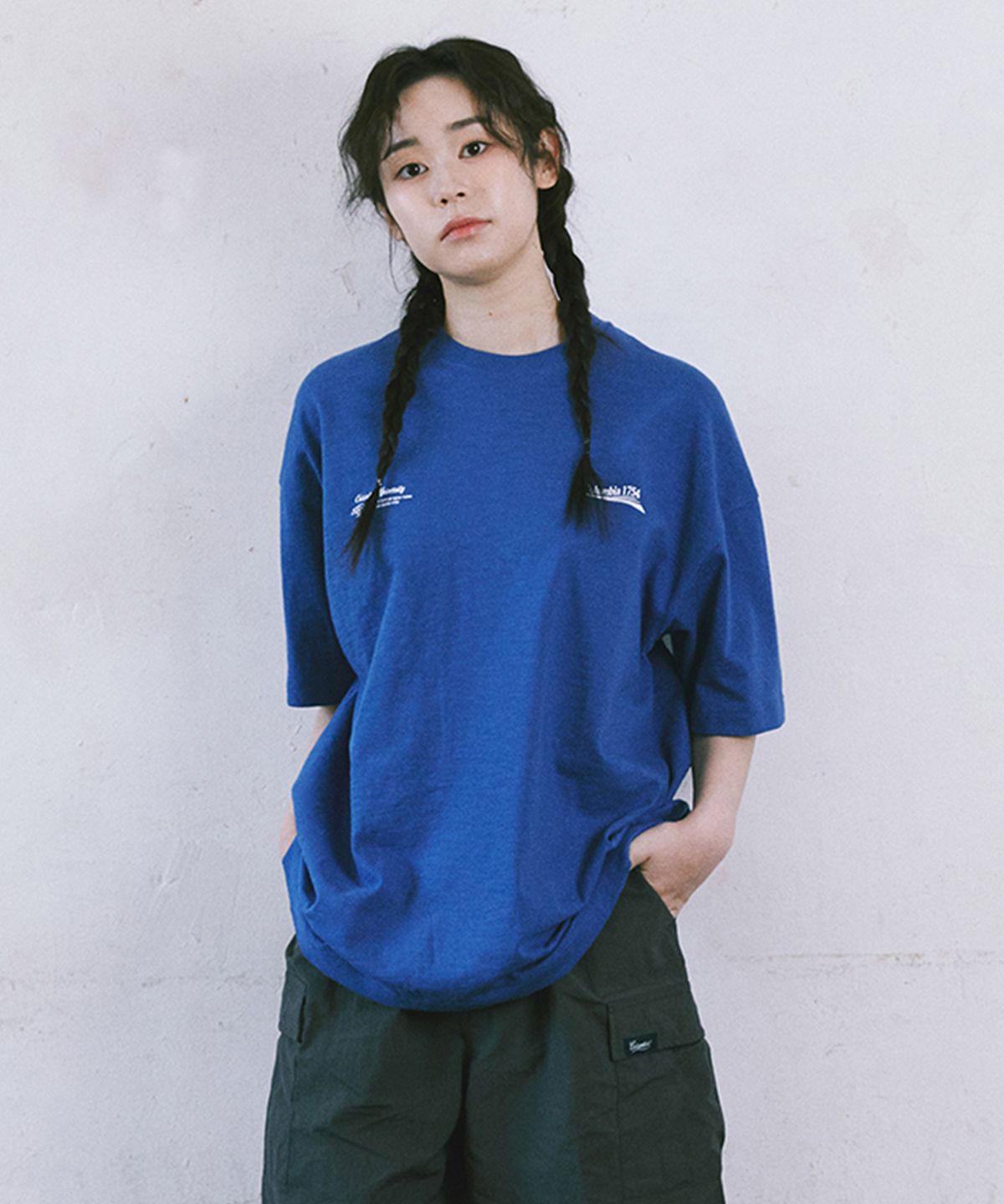 컬럼비아 유니버시티(COLUMBIA UNIVERSITY) CU BIG WAVE LOGO S/S T-SHIRTS 블루