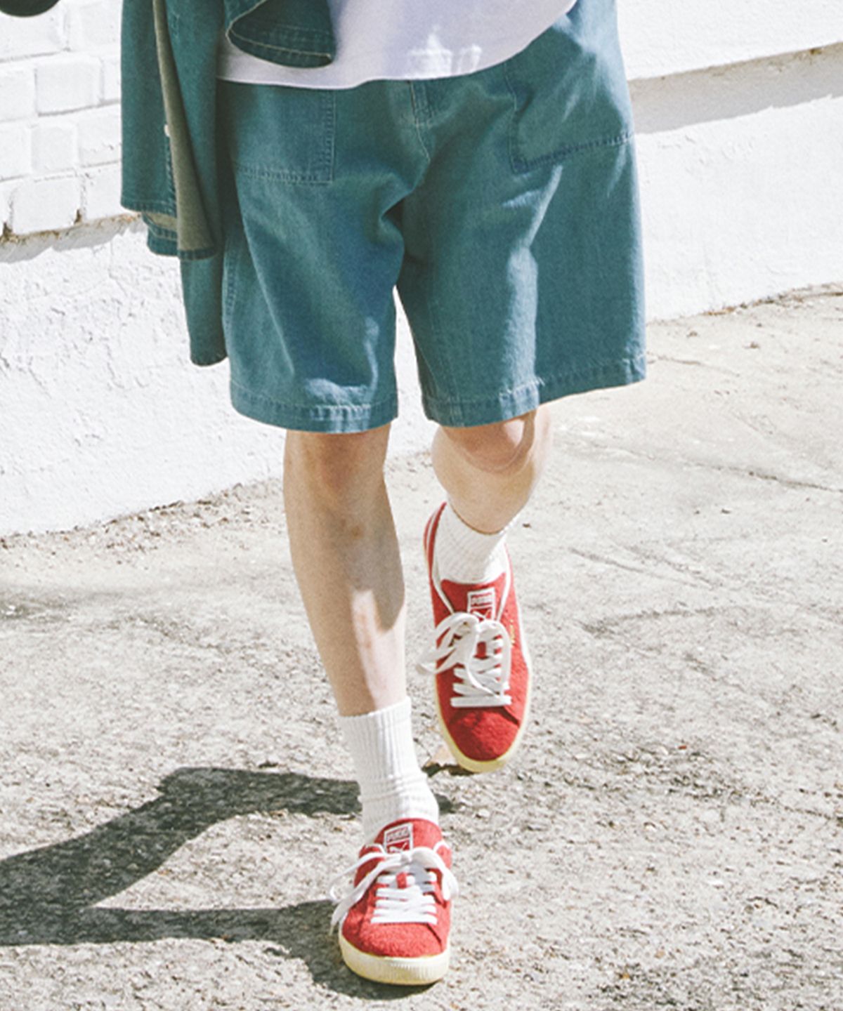 컬럼비아 유니버시티(COLUMBIA UNIVERSITY) COLUMBIA TRAJAN LABEL BELTED DENIM SHORTS PANTS 라이트데님