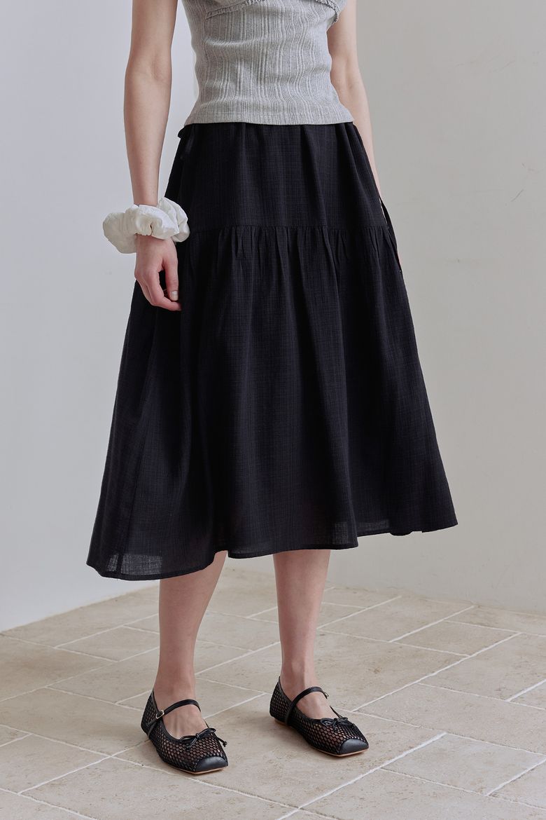 EASY STRING FLARE SKIRT (BLACK)