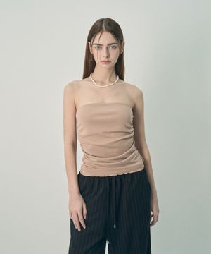 셔링 웨이비 엣지 리버서블 튜브탑 베이지