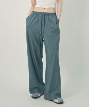 캐주얼 스트라이프 와이드 슬랙스 블루