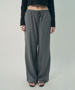 캐주얼 스트라이프 와이드 슬랙스 그레이