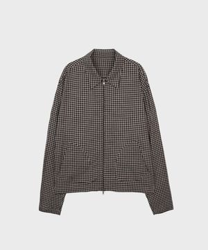 GINGHAM ZIP UP SHIRT JACKET BEIGE